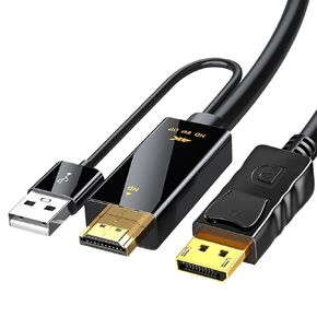 Replacement HDMI to Displayport Cable Converter with USB 1.8M Male to Male Compatible Computer Host Laptop HDMI External DP Monitor TV Projector Adapter 4K60HZ 3840@2160