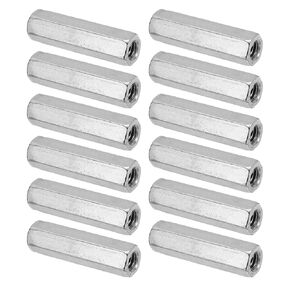 PATIKIL M12 x 1.75-Pitch 304 Stainless Steel Hex Coupling Nuts, 12Pcs 30mm/ 1.2" Length Coarse Fully Threaded Rod Coupling Nut Studding Connector Fasteners, Silver Tone