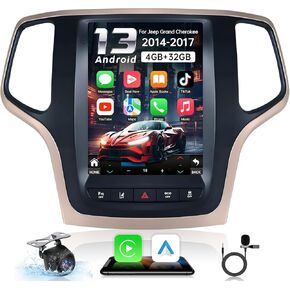 Car Radio Stereo for Grand Cherokee WK 2014 2015-2017 with Wireless Carpla Android Auto : 10.4 Inch 4+32G IPS Touch Screen Android 13 1024x768 5G-WiFi GPS Mirror Link 1080P Backup Camera FM SWC