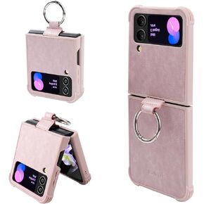 حافظة هاتف MONASAY متوافقة مع هاتف Galaxy Z Flip 4، [يتضمن واقي الشاشة] غطاء هاتف خلوي جلدي مع حلقة مناسبة لهاتف Samsung Galaxy Z Flip 4 5G أخضر فاتح in Kuwait