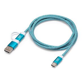 Official Arduino USB Cable [TPX00094] - 100 cm USB-C® to USB-C with USB-A Adapter, Durable Nylon Braided Jacket in White and Teal, Stylish Aluminum Shell, Compatible with All Arduino Boards