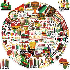 50 قطعة من ملصقات Kwanzaa، ملصقات Happy Kwanzaa الأمريكية الأفريقية المقاومة للماء من الفينيل لزجاجات المياه، لوازم Kwanzaa لأجهزة الكمبيوتر المحمول وإكسسوارات تزيين لوح التزلج