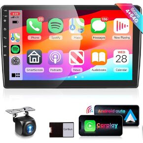 8Core 4G 64G Car Radio Stereo for Jeep Chrysler Dodge RAM with Wireless Carplay Android Auto DSP/46EQ 10.1inch 1280x720P IPS Touch Screen BT5.0 WiFi 59UIs GPS AHD Backup Camera Mirrorlink