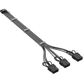 كابلات PCIE GPU، كابل تمديد ذو أكمام 16Pin (12+4) إلى 3x8Pin PCI-E 5.0، كابل تمديد HPWR PSU 12 فولت متوافق مع RTX 3090Ti، 4070Ti، 4080، و4090 Series (16AWG أسود) in Kuwait