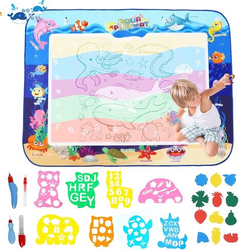 Aqua Doodle Pad Neon，Water Doodle Mat with Bag, Water Drawing for Travel, Magic Coloring Painting Writing Mat for Toddlers & Kids 3 4 5 6 7 in Saudi Arabia