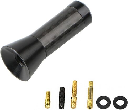 هوائي سيارة من ألياف الكربون قطعة واحدة من Ajxn، هوائي قصير من سبيكة معدنية مقاس 1.37 بوصة × 0.59 بوصة، أداة استقبال مثبتة على الخيط، يناسب الحجم العالمي لمعظم السيارات مثل سيارات الدفع الرباعي والشاحنات الصغيرة والشاحنات (أسود) in Kuwait