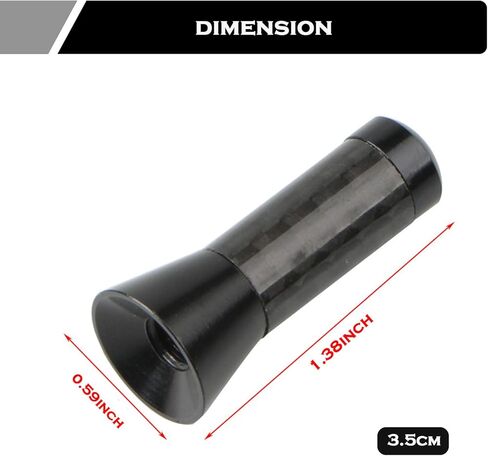 هوائي سيارة من ألياف الكربون قطعة واحدة من Ajxn، هوائي قصير من سبيكة معدنية مقاس 1.37 بوصة × 0.59 بوصة، أداة استقبال مثبتة على الخيط، يناسب الحجم العالمي لمعظم السيارات مثل سيارات الدفع الرباعي والشاحنات الصغيرة والشاحنات (أسود) in Kuwait