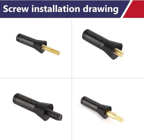 هوائي سيارة من ألياف الكربون قطعة واحدة من Ajxn، هوائي قصير من سبيكة معدنية مقاس 1.37 بوصة × 0.59 بوصة، أداة استقبال مثبتة على الخيط، يناسب الحجم العالمي لمعظم السيارات مثل سيارات الدفع الرباعي والشاحنات الصغيرة والشاحنات (أسود) in Kuwait