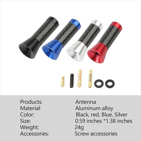 هوائي سيارة من ألياف الكربون قطعة واحدة من Ajxn، هوائي قصير من سبيكة معدنية مقاس 1.37 بوصة × 0.59 بوصة، أداة استقبال مثبتة على الخيط، يناسب الحجم العالمي لمعظم السيارات مثل سيارات الدفع الرباعي والشاحنات الصغيرة والشاحنات (أسود) in Kuwait