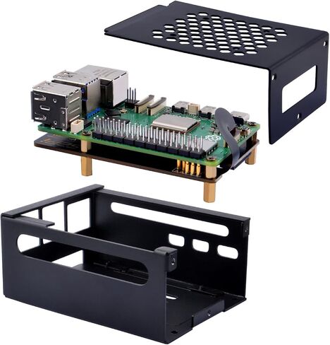GeeekPi Metal Case with N07 PCIe M.2 M-Key NVMe SSD PCIe Peripheral Bottom Board for Raspberry Pi 5, Support M.2 Key-M NVMe SSD 2230/2242/2260/2280 (with Active Cooler) in Kuwait