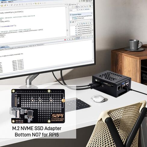GeeekPi Metal Case with N07 PCIe M.2 M-Key NVMe SSD PCIe Peripheral Bottom Board for Raspberry Pi 5, Support M.2 Key-M NVMe SSD 2230/2242/2260/2280 (with Active Cooler) in Kuwait