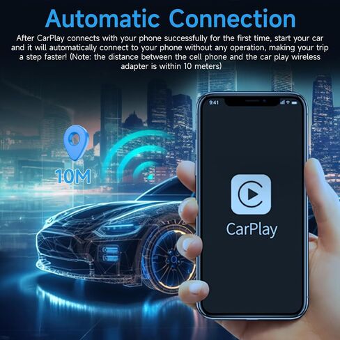 Wireless CarPlay Adapters - Wireless carplay Adapters for Apple Convert Factory Wired to Wireless Apple carplay, Plug and Play carplay Wireless Adapters No Latency from, Suitable for iPhone iOS 10+ in Saudi Arabia