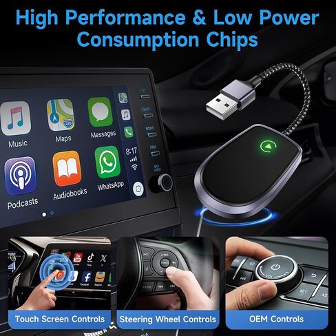 Wireless CarPlay Adapters - Wireless carplay Adapters for Apple Convert Factory Wired to Wireless Apple carplay, Plug and Play carplay Wireless Adapters No Latency from, Suitable for iPhone iOS 10+ in Saudi Arabia