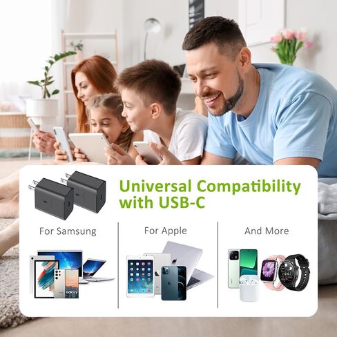 2 حزمة شاحن فائق السرعة 45 وات من النوع C، كتلة شاحن حائط USB C وسلك 6.6FT لهاتف Samsung Galaxy S24 Ultra/S24 Plus/S24/S23 Ultra/S23/S22 Ultra/S22 Plus/S22/Note 20/iPhone 15 أو 16/Pixel / هاتف أندرويد in Saudi Arabia