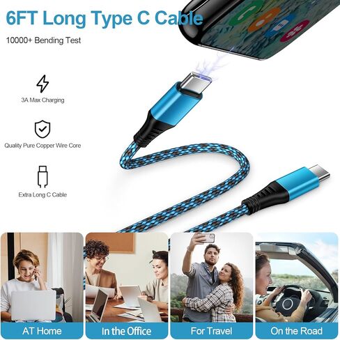 شاحن هاتف سامسونج شاحن فائق السرعة من النوع C مع كابل شحن سريع USBC إلى USBC لهاتف Samsung A15 A53 A03S A32 A12 A22 A23 A52 A33 A73، Galaxy S24 Ultra S23 S22FE S21 S20، كتلة شاحن حائط USB C in Kuwait