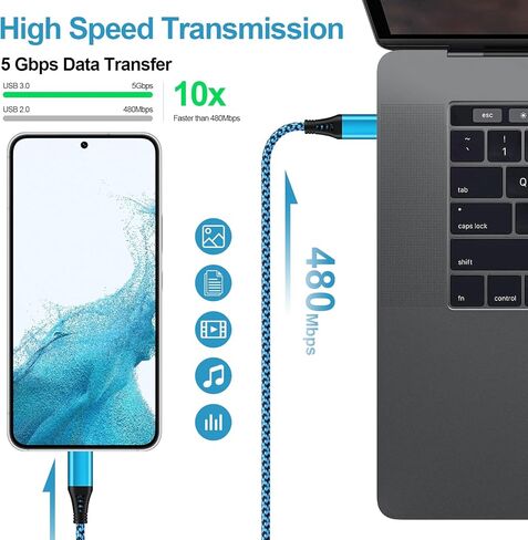 شاحن هاتف سامسونج شاحن فائق السرعة من النوع C مع كابل شحن سريع USBC إلى USBC لهاتف Samsung A15 A53 A03S A32 A12 A22 A23 A52 A33 A73، Galaxy S24 Ultra S23 S22FE S21 S20، كتلة شاحن حائط USB C in Kuwait