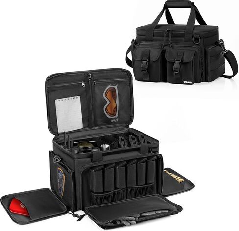 Tactical Gun Range Bag for 4 Handguns, Pistol Shooting Range Bag with 6 Magazine Slots and Multi-Pockets, Lockable Outdoor Hunting and Shooting Range Case in Saudi Arabia
