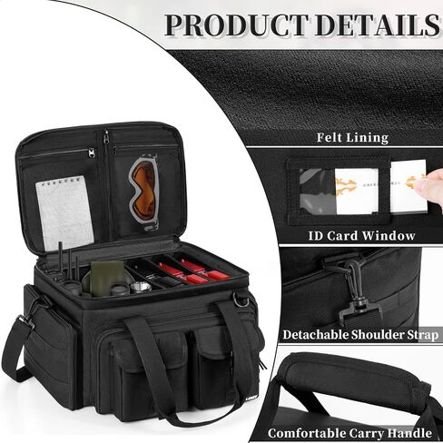 Tactical Gun Range Bag for 4 Handguns, Pistol Shooting Range Bag with 6 Magazine Slots and Multi-Pockets, Lockable Outdoor Hunting and Shooting Range Case in Saudi Arabia