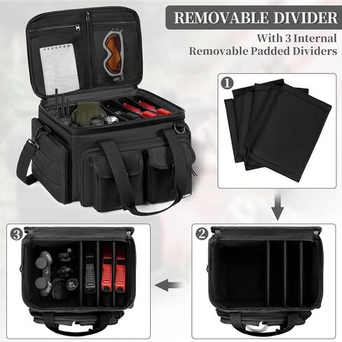 Tactical Gun Range Bag for 4 Handguns, Pistol Shooting Range Bag with 6 Magazine Slots and Multi-Pockets, Lockable Outdoor Hunting and Shooting Range Case in Saudi Arabia
