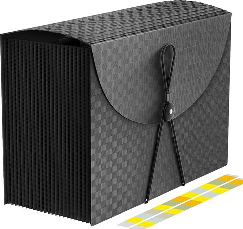 24 Pockets Expanding File Folder,Accordion File Organizer,Document Organizer Letter Size,Expandable Filing Box,Special Designed for Portable Use,Accordian Folders,Plastic (Black) in Saudi Arabia