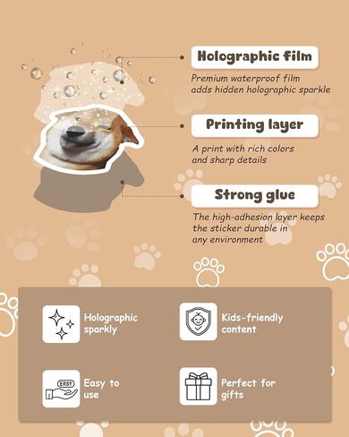 100 Pcs Funny Dog Meme Stickers, Holographic Sparkly Cute Dog Stickers for Water Bottles, Laptops, Vinyl Waterproof, Puppy Pet Sticker, Dog Theme Party Supplies, Gifts for Kids Teens Adults (Dog) in Saudi Arabia