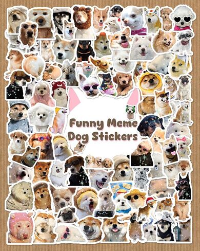 100 Pcs Funny Dog Meme Stickers, Holographic Sparkly Cute Dog Stickers for Water Bottles, Laptops, Vinyl Waterproof, Puppy Pet Sticker, Dog Theme Party Supplies, Gifts for Kids Teens Adults (Dog) in Saudi Arabia