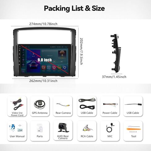 ستيريو سيارة CamECHO 2+64G Android 13 لسيارة Mitsubishi Pajero 4 V80 V90 2006-2014، راديو CarPlay اللاسلكي وراديو السيارة التلقائي Android، شاشة لمس 9 بوصات داخل لوحة القيادة GPS مع بلوتوث WiFi RDS SWC Mirror Link in Saudi Arabia