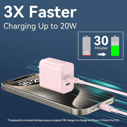 عبوتان باللون الأبيض لشاحن iPhone 15 شحن سريع، شاحن حائط USB C مزدوج المنفذ 40 وات، كتلة شحن سريعة مع سلك شحن USB C إلى C بطول 6 أقدام متوافق مع iPhone 15/15 Plus/15 Pro/15 Pro Max in Saudi Arabia