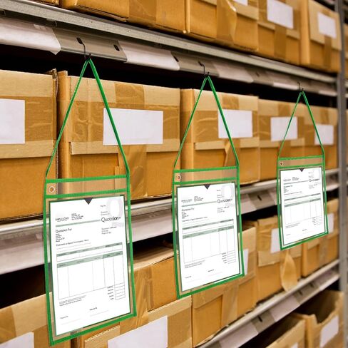 30 Pack Shop Ticket Holders Work Order Holder for 9 x 12 Inch Hanging Sleeve Job Ticket Holders with Strap, Both Sides Clear (Black) in Kuwait