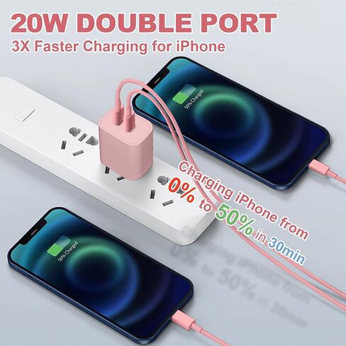 عبوتان باللون الأبيض لشاحن iPhone 15 شحن سريع، شاحن حائط USB C مزدوج المنفذ 40 وات، كتلة شحن سريعة مع سلك شحن USB C إلى C بطول 6 أقدام متوافق مع iPhone 15/15 Plus/15 Pro/15 Pro Max in Saudi Arabia