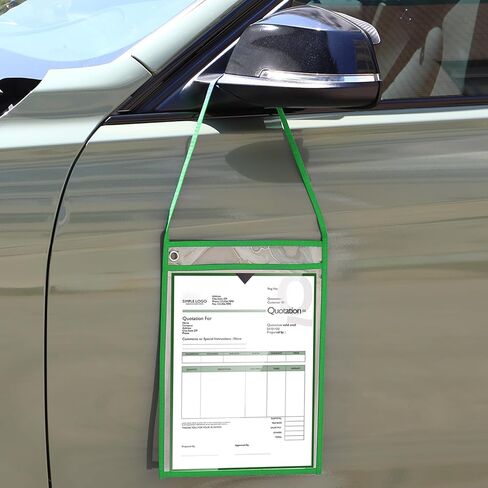 30 Pack Shop Ticket Holders Work Order Holder for 9 x 12 Inch Hanging Sleeve Job Ticket Holders with Strap, Both Sides Clear (Black) in Kuwait