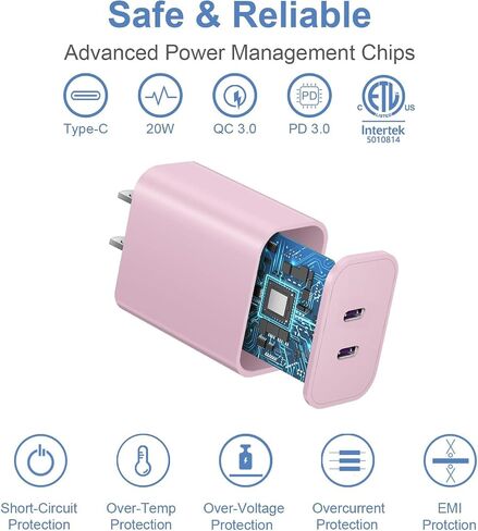 عبوتان باللون الأبيض لشاحن iPhone 15 شحن سريع، شاحن حائط USB C مزدوج المنفذ 40 وات، كتلة شحن سريعة مع سلك شحن USB C إلى C بطول 6 أقدام متوافق مع iPhone 15/15 Plus/15 Pro/15 Pro Max in Saudi Arabia