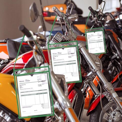 30 Pack Shop Ticket Holders Work Order Holder for 9 x 12 Inch Hanging Sleeve Job Ticket Holders with Strap, Both Sides Clear (Black) in Kuwait