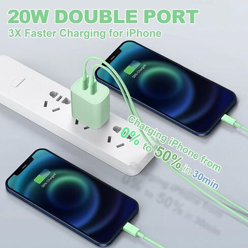 عبوتان باللون الأبيض لشاحن iPhone 15 شحن سريع، شاحن حائط USB C مزدوج المنفذ 40 وات، كتلة شحن سريعة مع سلك شحن USB C إلى C بطول 6 أقدام متوافق مع iPhone 15/15 Plus/15 Pro/15 Pro Max in Saudi Arabia