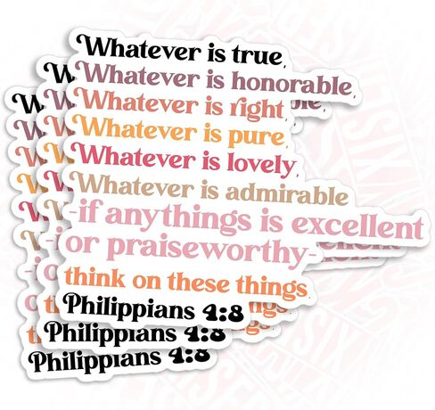 (3Pcs) Philippians 4:8 Whatever is True Whatever is Noble Whatever Stickers Bible Christian 3" Waterproof Vinyl Sticker for Laptop, Water Bottle, Tumbler, Accessory Gifts for Her Him 3 Inches in Saudi Arabia