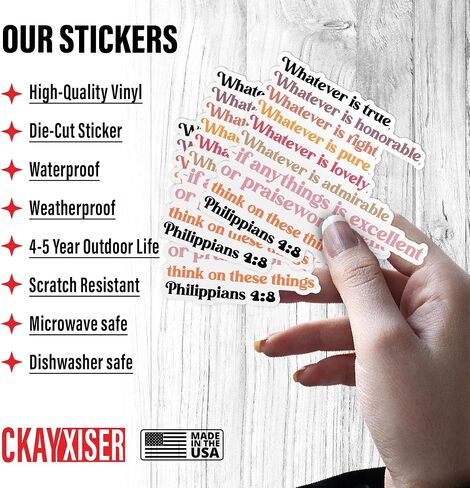 (3Pcs) Philippians 4:8 Whatever is True Whatever is Noble Whatever Stickers Bible Christian 3" Waterproof Vinyl Sticker for Laptop, Water Bottle, Tumbler, Accessory Gifts for Her Him 3 Inches in Saudi Arabia