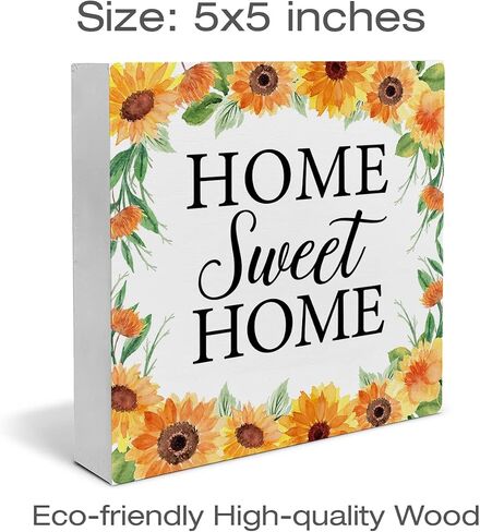 Enjoy the Little Things Wood Box Sign Art Desk Decor Farmhouse Wood Block Sign Decor for Home Kitchen Office Bedroom Living Room Shelf Wall in Saudi Arabia