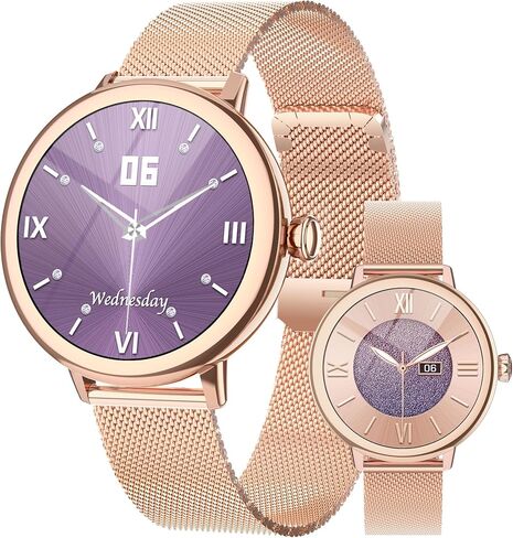 ساعات MIDDOW الذكية للنساء [إجراء مكالمة/رد] جهاز تتبع اللياقة البدنية ومراقب معدل ضربات القلب/النوم، IP68 مقاوم للماء عداد الخطى في الهواء الطلق للنساء ساعة ذكية، هواتف Android متوافقة مع iPhone in Kuwait