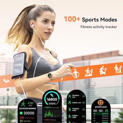 ساعات MIDDOW الذكية للنساء [إجراء مكالمة/رد] جهاز تتبع اللياقة البدنية ومراقب معدل ضربات القلب/النوم، IP68 مقاوم للماء عداد الخطى في الهواء الطلق للنساء ساعة ذكية، هواتف Android متوافقة مع iPhone in Kuwait
