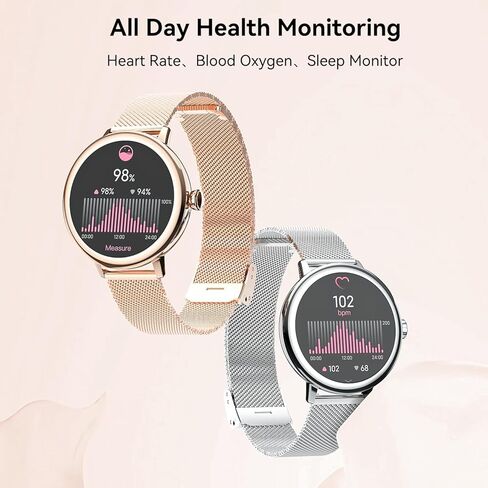 ساعات MIDDOW الذكية للنساء [إجراء مكالمة/رد] جهاز تتبع اللياقة البدنية ومراقب معدل ضربات القلب/النوم، IP68 مقاوم للماء عداد الخطى في الهواء الطلق للنساء ساعة ذكية، هواتف Android متوافقة مع iPhone in Kuwait