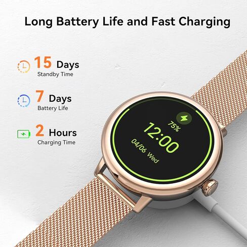 ساعات MIDDOW الذكية للنساء [إجراء مكالمة/رد] جهاز تتبع اللياقة البدنية ومراقب معدل ضربات القلب/النوم، IP68 مقاوم للماء عداد الخطى في الهواء الطلق للنساء ساعة ذكية، هواتف Android متوافقة مع iPhone in Kuwait