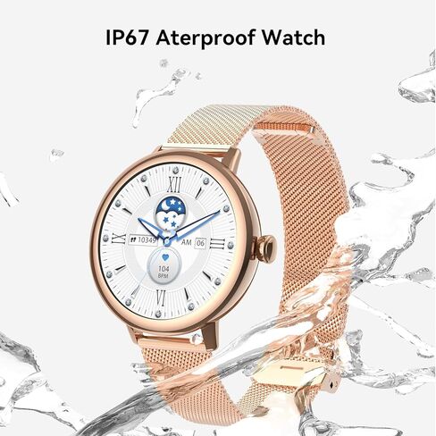 ساعات MIDDOW الذكية للنساء [إجراء مكالمة/رد] جهاز تتبع اللياقة البدنية ومراقب معدل ضربات القلب/النوم، IP68 مقاوم للماء عداد الخطى في الهواء الطلق للنساء ساعة ذكية، هواتف Android متوافقة مع iPhone in Kuwait