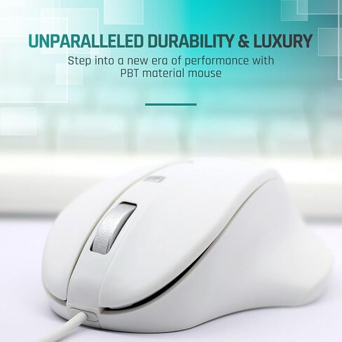 Matias Premium Wired USB-C PBT Computer Mouse - High Precision, Ergonomic Design - Left Right Hand Use - Home and Office Use - Compatible for PC, MacBook, Chromebook, Laptop, Desktop - (White) in Saudi Arabia