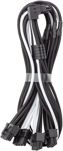 كابل CableMod RT-Series Pro ModMesh بأكمام 12VHPWR 90° StealthSense PCI-e لأجهزة ASUS/Seasonic/Phanteks - البديل A (أسود + أبيض، 16 سنًا إلى رباعي 8 سنون، 60 سم) in Kuwait