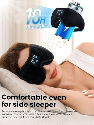 Sleep Headphones Bluetooth 5.3 Sleeping Eye Mask for Women Men Wireless Sleeping Headphones for Side Sleepers, Sleep Mask with Bluetooth Headphones Built-in HD Speakers Cool Gadgets Sleeping in Saudi Arabia