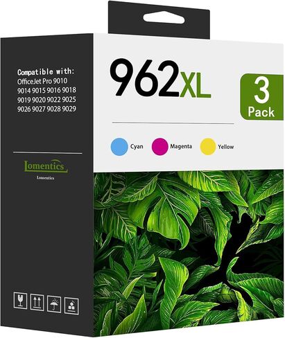 حزمة التحرير والسرد خراطيش الحبر 962XL (3 عبوات، سماوي/أرجواني/أصفر) LOMENTI- استبدال خراطيش الحبر 962XL 962 المتوافقة مع طابعة HP OfficeJet 9010 9014 9015 9016 9018 9019 9020 9022 9025 in Kuwait