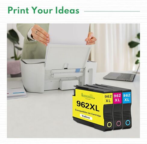 حزمة التحرير والسرد خراطيش الحبر 962XL (3 عبوات، سماوي/أرجواني/أصفر) LOMENTI- استبدال خراطيش الحبر 962XL 962 المتوافقة مع طابعة HP OfficeJet 9010 9014 9015 9016 9018 9019 9020 9022 9025 in Kuwait