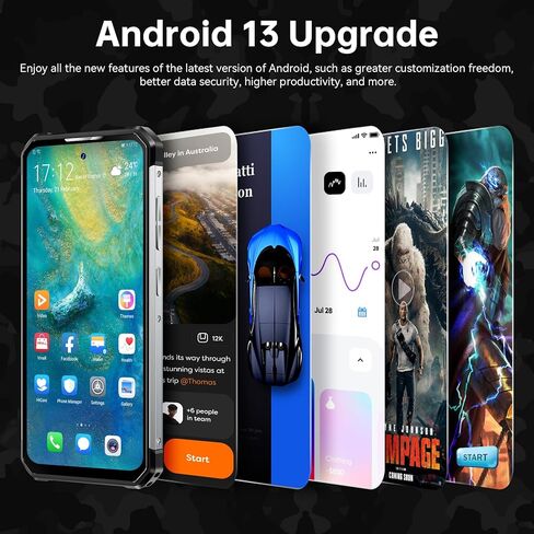 هاتف ذكي متين OUKITEL WP27 غير مقفل، ذاكرة وصول عشوائي 24 جيجابايت وذاكرة قراءة فقط 256 جيجابايت هاتف محمول متين أندرويد 13 بطارية 8500 مللي أمبير في الساعة هيليو G99 معدل تحديث 120 هرتز، شاشة 6.8 بوصة، كاميرات 64 ميجابكسل، رؤية ليلية بالأشعة تحت الحمراء  in Kuwait