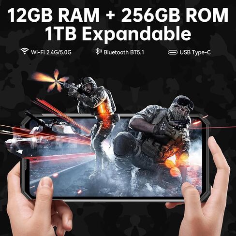 هاتف ذكي متين OUKITEL WP27 غير مقفل، ذاكرة وصول عشوائي 24 جيجابايت وذاكرة قراءة فقط 256 جيجابايت هاتف محمول متين أندرويد 13 بطارية 8500 مللي أمبير في الساعة هيليو G99 معدل تحديث 120 هرتز، شاشة 6.8 بوصة، كاميرات 64 ميجابكسل، رؤية ليلية بالأشعة تحت الحمراء  in Kuwait