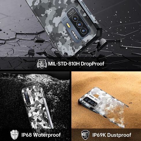 هاتف ذكي متين OUKITEL WP27 غير مقفل، ذاكرة وصول عشوائي 24 جيجابايت وذاكرة قراءة فقط 256 جيجابايت هاتف محمول متين أندرويد 13 بطارية 8500 مللي أمبير في الساعة هيليو G99 معدل تحديث 120 هرتز، شاشة 6.8 بوصة، كاميرات 64 ميجابكسل، رؤية ليلية بالأشعة تحت الحمراء  in Kuwait